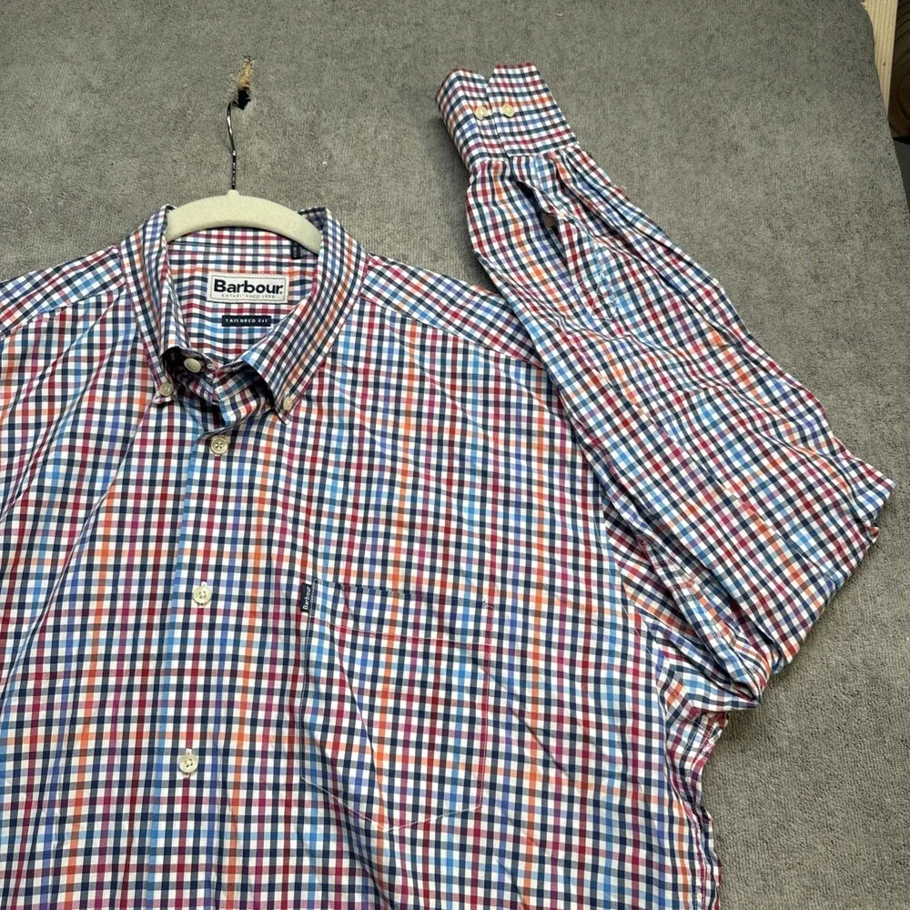 Barbour tailored‎ fit check shirt multicolor long sleeve classic mens button XL